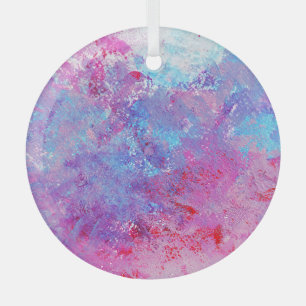 Creative pink-blue texture, paint blots. glass tree decoration