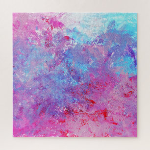 Creative pink-blue texture, paint blots. jigsaw puzzle