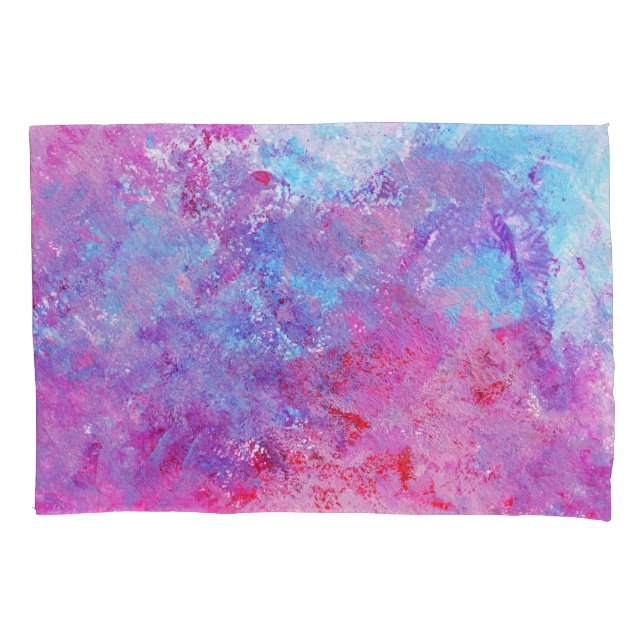 Creative pink-blue texture, paint blots. pillowcase (Front)