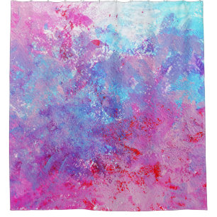 Creative pink-blue texture, paint blots. shower curtain