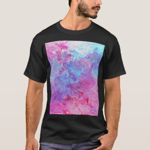 Creative pink-blue texture, paint blots. T-Shirt