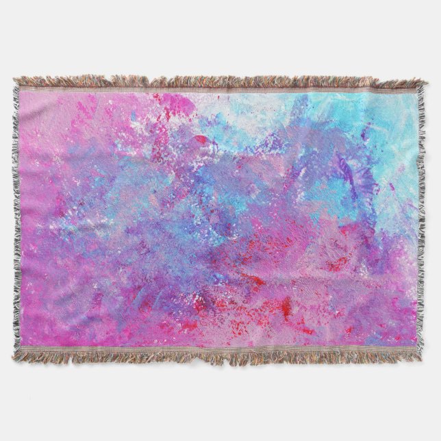 Creative pink-blue texture, paint blots. throw blanket (Front)