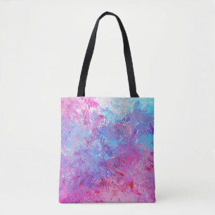 Creative pink-blue texture, paint blots. tote bag