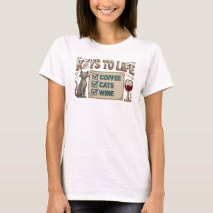 Creative Pink COFFEE THEN WINE Graphic Design T-Shirt