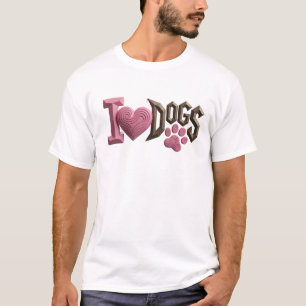 Creative Pink I LOVE DOGS Art Composition T-Shirt