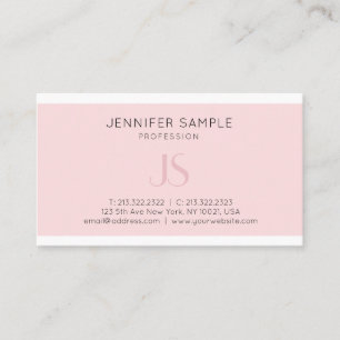 Creative Pink Monogram Sleek Plain Professional Business Card