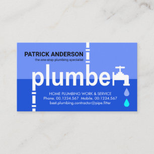 Creative Plumber Faucet Signage Blue Flood Waters Business Card