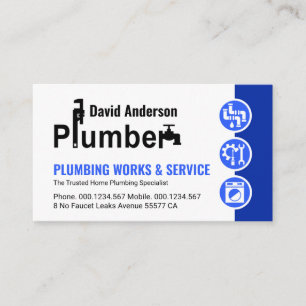 Creative Plumber Signage Blue Plumbing Icons Business Card