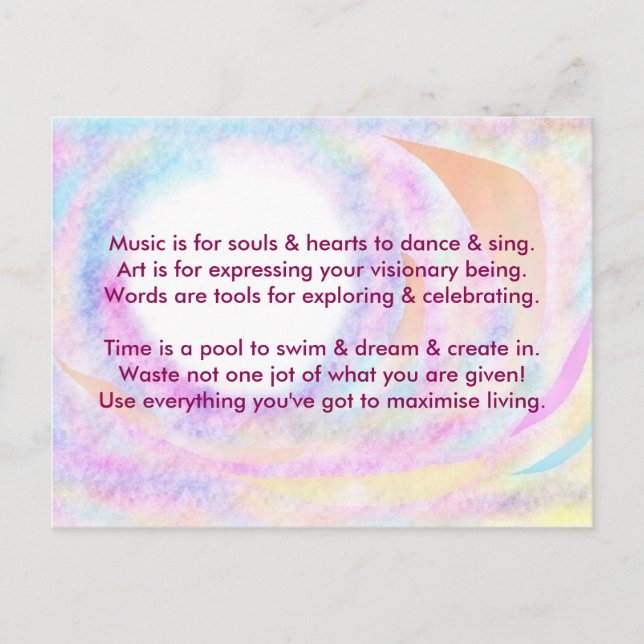 Creative Postcard 1d - Art & Motivational Wording (Front)