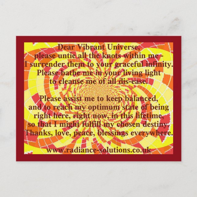 Creative Postcard 5 - Dear Vibrant Universe Prayer (Front)
