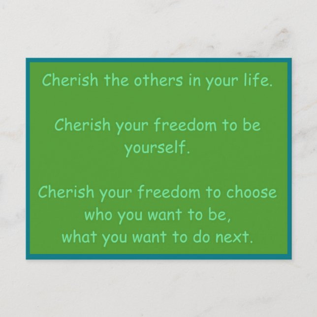 Creative Postcard 9 Some things to Cherish / Green (Front)