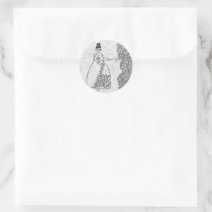 Creative Princess Colouring Book Style 4th Birthda Classic Round Sticker