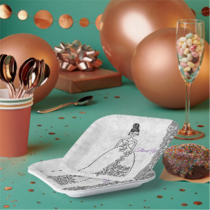 Creative Princess Colouring Book Style 4th Birthda Paper Plate