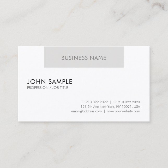 Creative Professional Modern Design Clean Plain Business Card (Front)