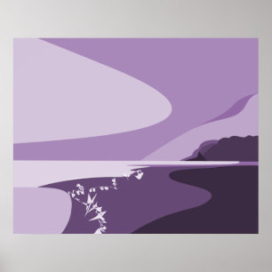 Creative Purple Digital Art Beach Seascape Poster