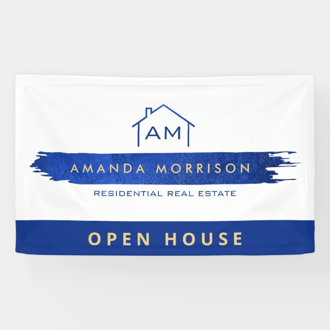 Creative Realtor Real Estate Home Paint Swash Blue Banner (Horizontal)