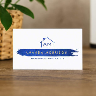 Creative Realtor Real Estate Home Paint Swash Blue Business Card