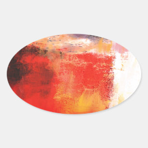 Creative Red Abstract Oval Sticker