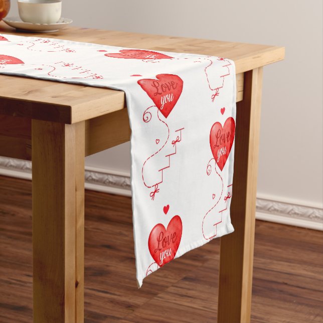 Creative red hearts design  short table runner (In Situ)