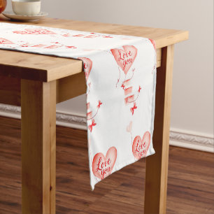 Creative red hearts design short table runner