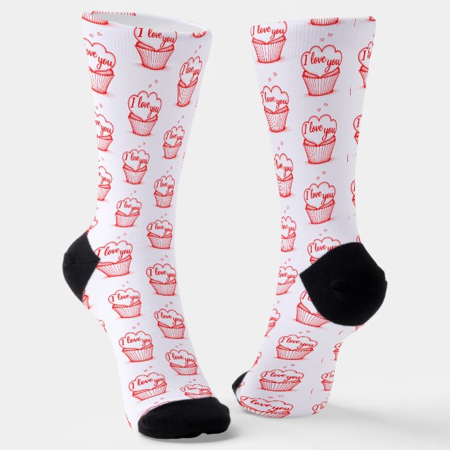 Creative red hearts design  socks (Angled)