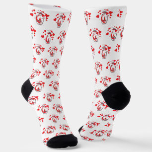 Creative red hearts design  socks