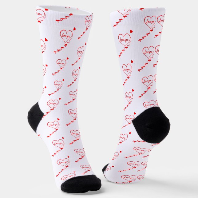 Creative red hearts design  socks (Angled)
