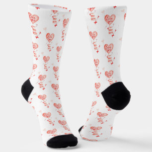 Creative red hearts design socks