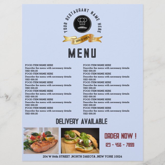 Creative Restaurant Menu Food  (Front)