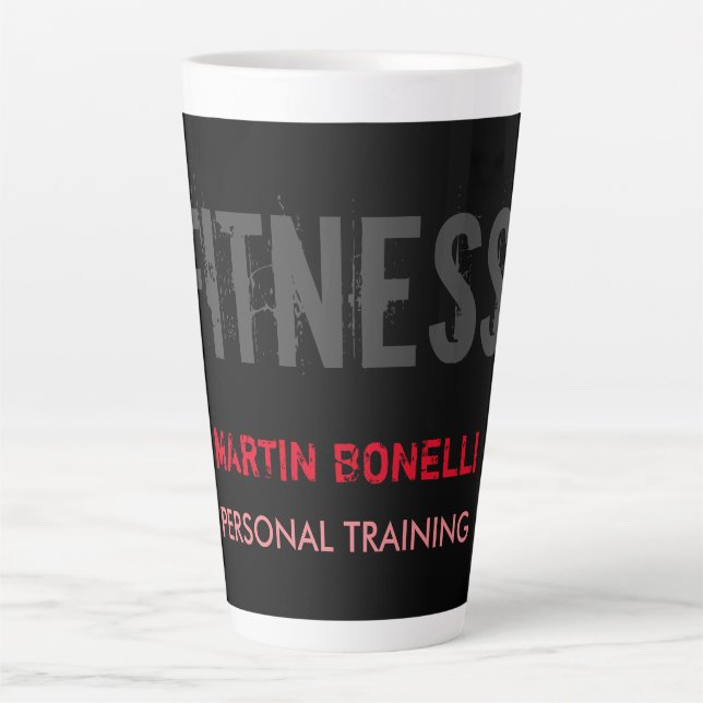 Creative Retro Black Grey Dynamic Personal Trainer Latte Mug (Front)