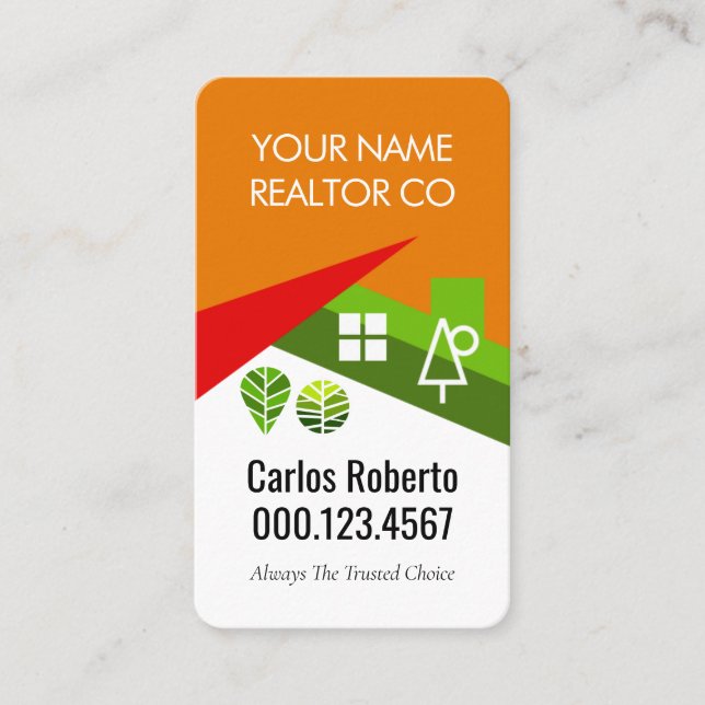 Creative Roof Landscape Realtor Building Business Card (Front)