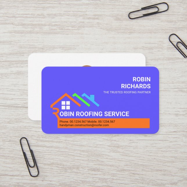 Creative Rooftop Letter-R Building Roof Business Card (Front/Back In Situ)