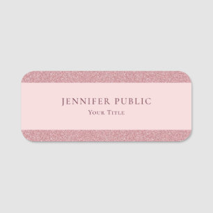 Creative Rose Gold Glitter Modern Elegant Template Name Tag