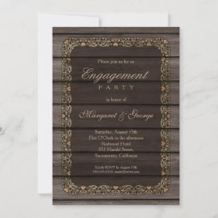 Creative Rustic Wood Engagement Party Invitation