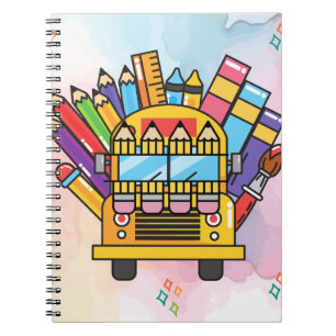 Creative School Bus Made of School Supplies  Notebook