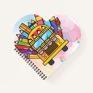 Creative School Bus Made of School Supplies Notebook