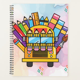 Creative School Bus Made of School Supplies  Planner