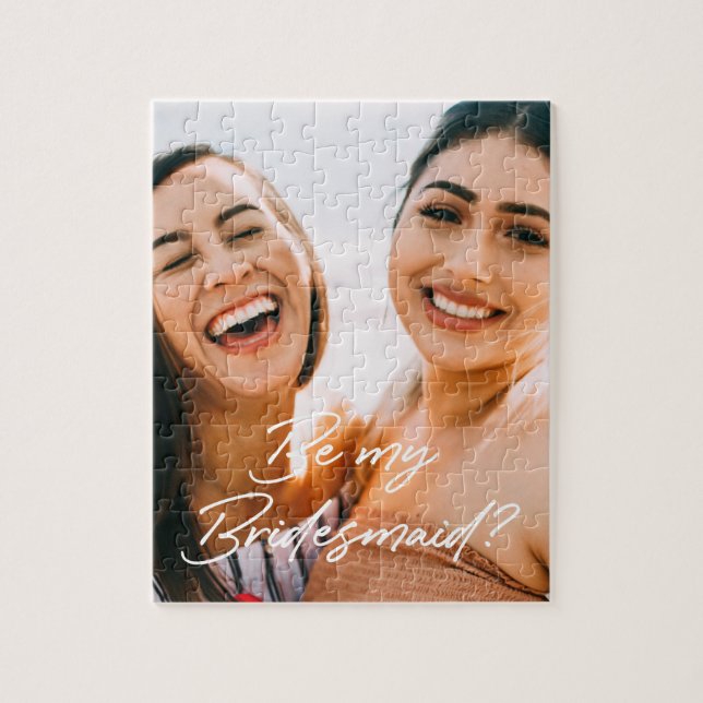 Creative Script Be My Bridesmaid Photo Proposal Jigsaw Puzzle (Vertical)