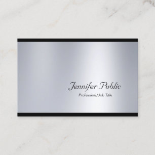 Creative Script Glam Silver Modern Professional Business Card