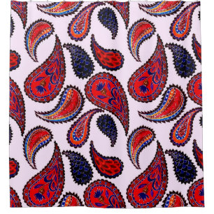 Creative seamless pattern with hand drawn paisley shower curtain