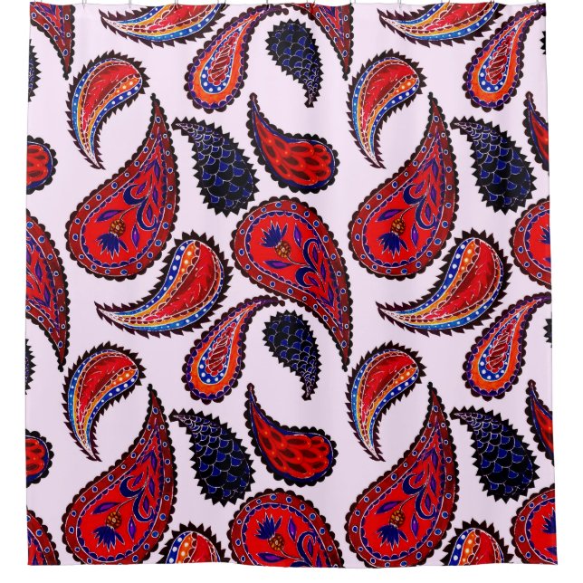 Creative seamless pattern with hand drawn paisley  shower curtain (Front)