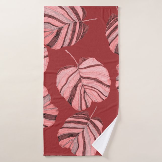 Creative seamless pattern with tropical leaves and bath towel (Bath Towel)