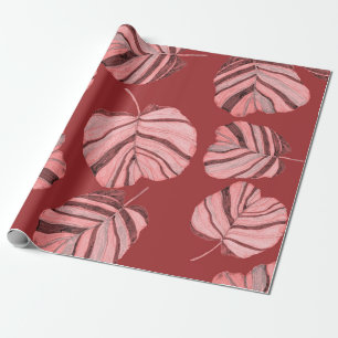 Creative seamless pattern with tropical leaves and wrapping paper