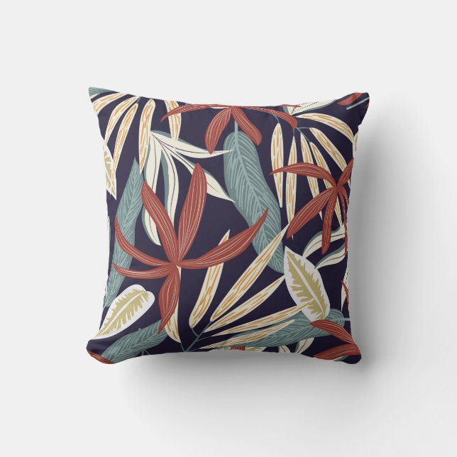 Creative seamless pattern with tropical plants on  cushion (Front)