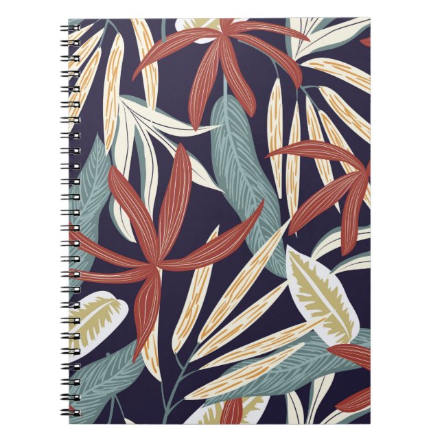 Creative seamless pattern with tropical plants on  notebook (Front)