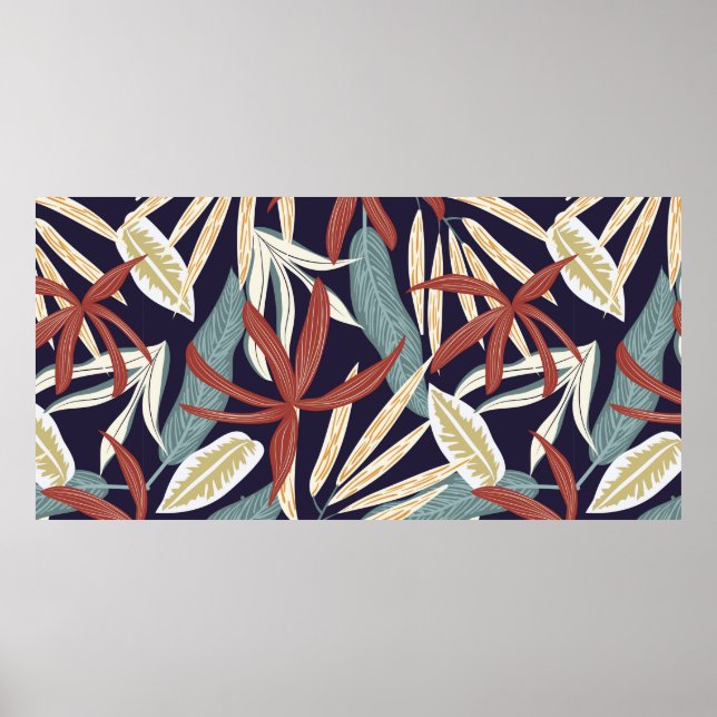 Creative seamless pattern with tropical plants on  poster (Front)
