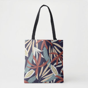 Creative seamless pattern with tropical plants on tote bag