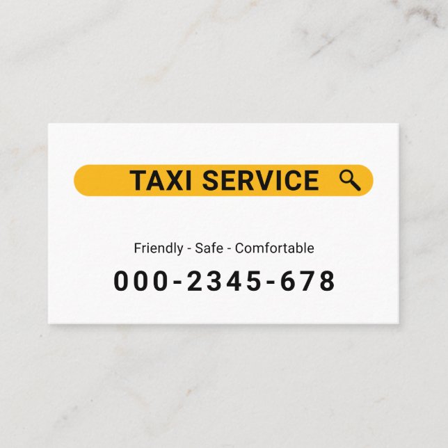Creative Search Your Taxi Service Business Card (Front)
