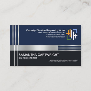 Creative Silver Re-bar Columns Civil Engineering Business Card