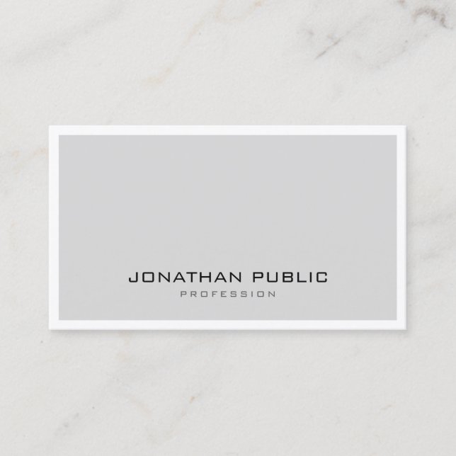Creative Simple Design Grey White Minimalistic Top Business Card (Front)